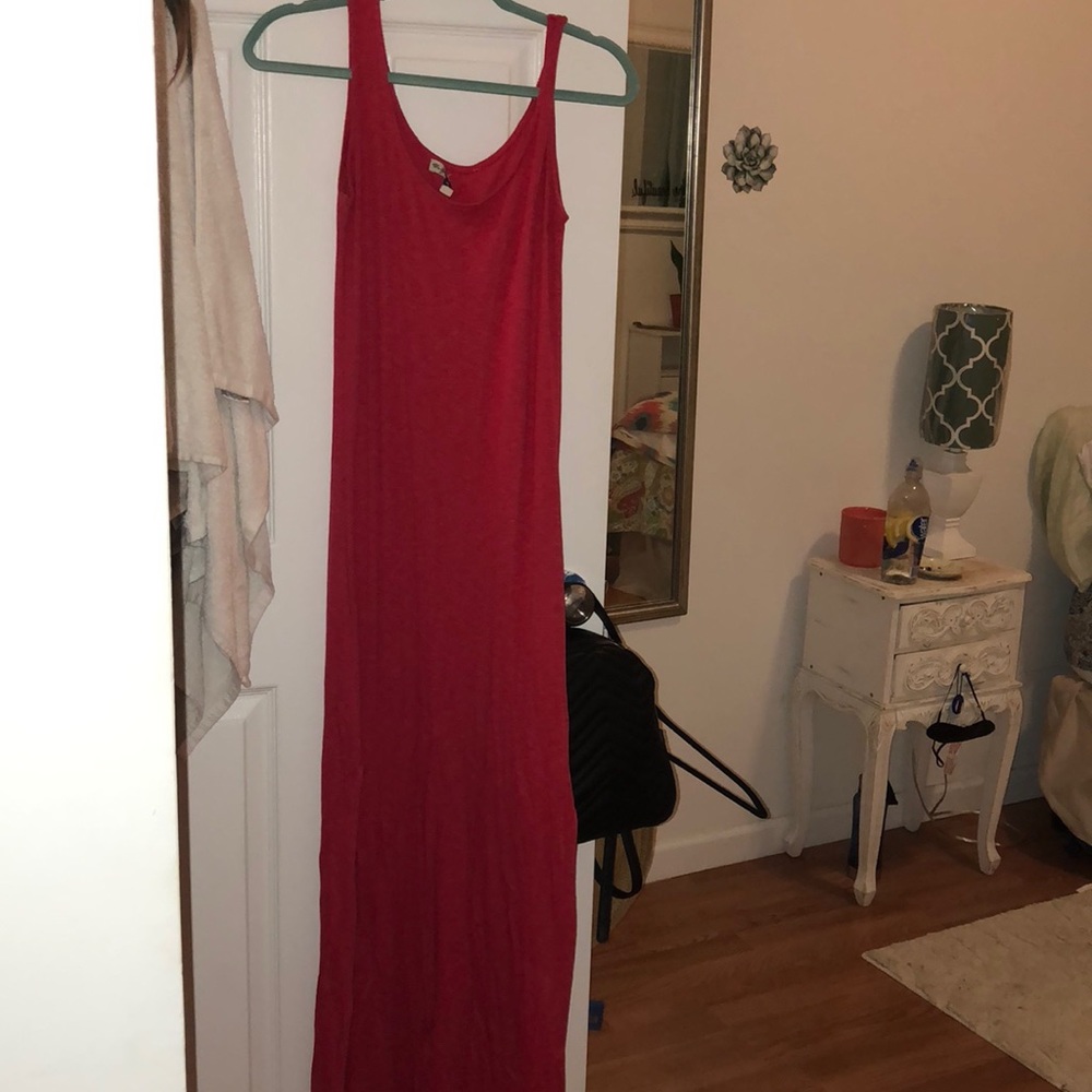 Red tank top maxi dress